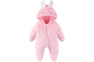 JiAmy Baby Girl Boy Winter Clothes Fleece Zipper Baby Hooded Snowsuit Footie Unisex Newborn Baby Outfits