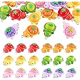 Cheriswelry 24Pcs Resin Turtle Charm Pendants Cute Fruit Tortoise Lovely Hang Ornament Sea Animal Charms 28x17mm for DIY Craft Necklace Bracelet Keychain Jewelry Making Summer Decor