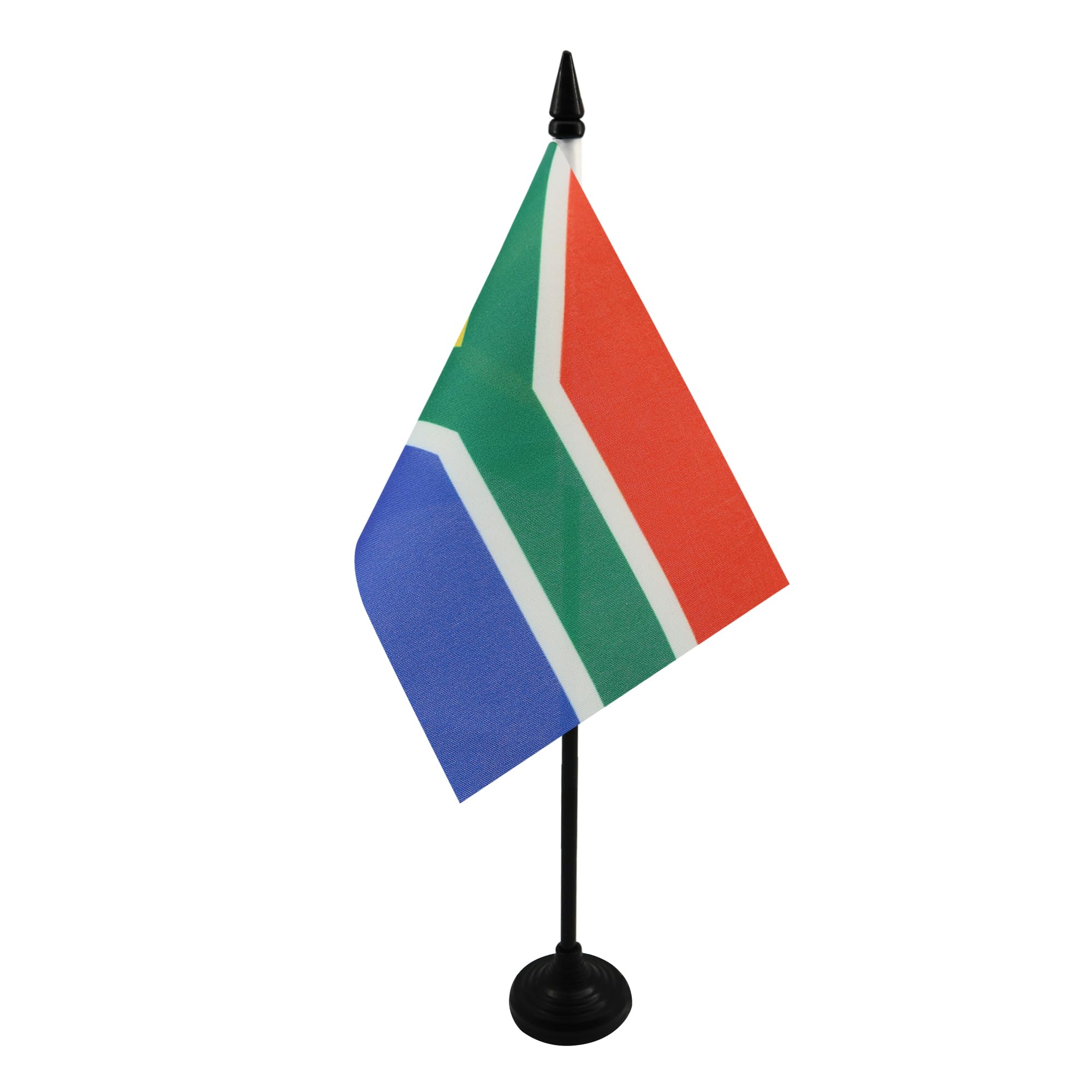 AZ FLAG - South Africa Table Flag 4'' x 6'' - South African Office Mini Banner 100% Polyester 15 x 10 cm - Mini Desk Flag with 10'' Pole and Black Plastic Base