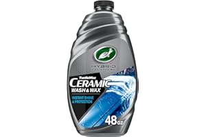 Turtle Wax 53411 Hybrid Solutions Ceramic Wash and Wax, Easy Clean Ceramic Infused Formula Removes Dirt and Grime, Long Lasting Shine and Protection for Cars, Trucks and More, 48 oz. (Pack of 1)