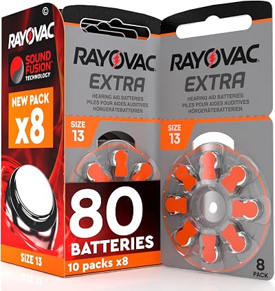 Udivita Rayovac Size 13 Hearing Aid Batteries 80 Pack PR48 Orange 1.45V