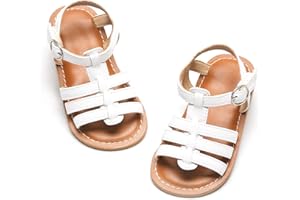 KOLAN Girl's Open Toe Flat Sandals Summer Casual Toddler Sandals Shoes
