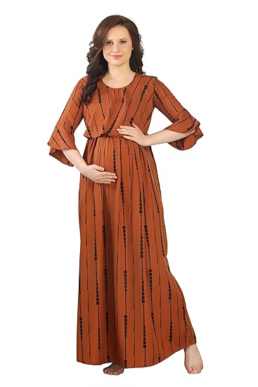 Womens Printed Long Maternity Nightdress