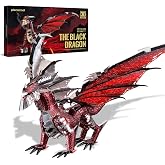 Piececool 3D Metal Model Kits-Black Dragon King, DIY 3D Puzzles for Adults Brain Teaser Puzzles for Teens, Great Birthday New Year Gifts, 107 Pcs