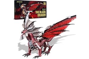 Piececool 3D Metal Model Kits-Black Dragon King, DIY 3D Puzzles for Adults Brain Teaser Puzzles Toys for Teens, Great Birthday New Year Gifts, 107 Pcs