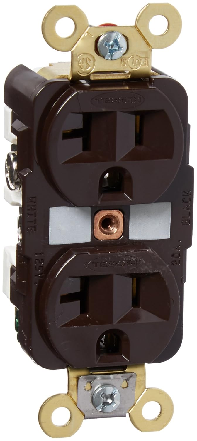 Hubbell HBL5362 Duplex Receptacle, HD Industrial Grade, 20 amp, 125V, 5
