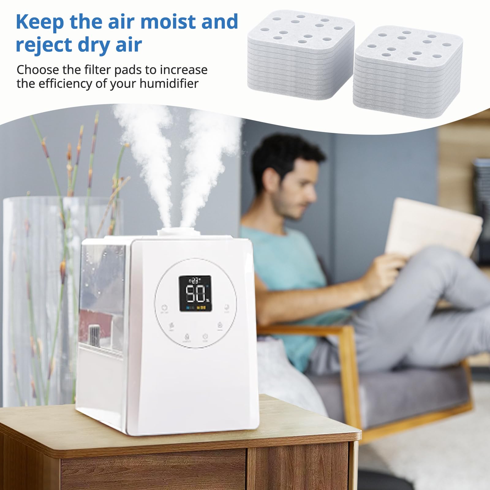 ShufudeJa Humidifier Mineral Absorption Pad 20 Pack, Replacement Filter Compatible with LEVOIT LV600S, LV600HH, OasisMist450S Humidifiers