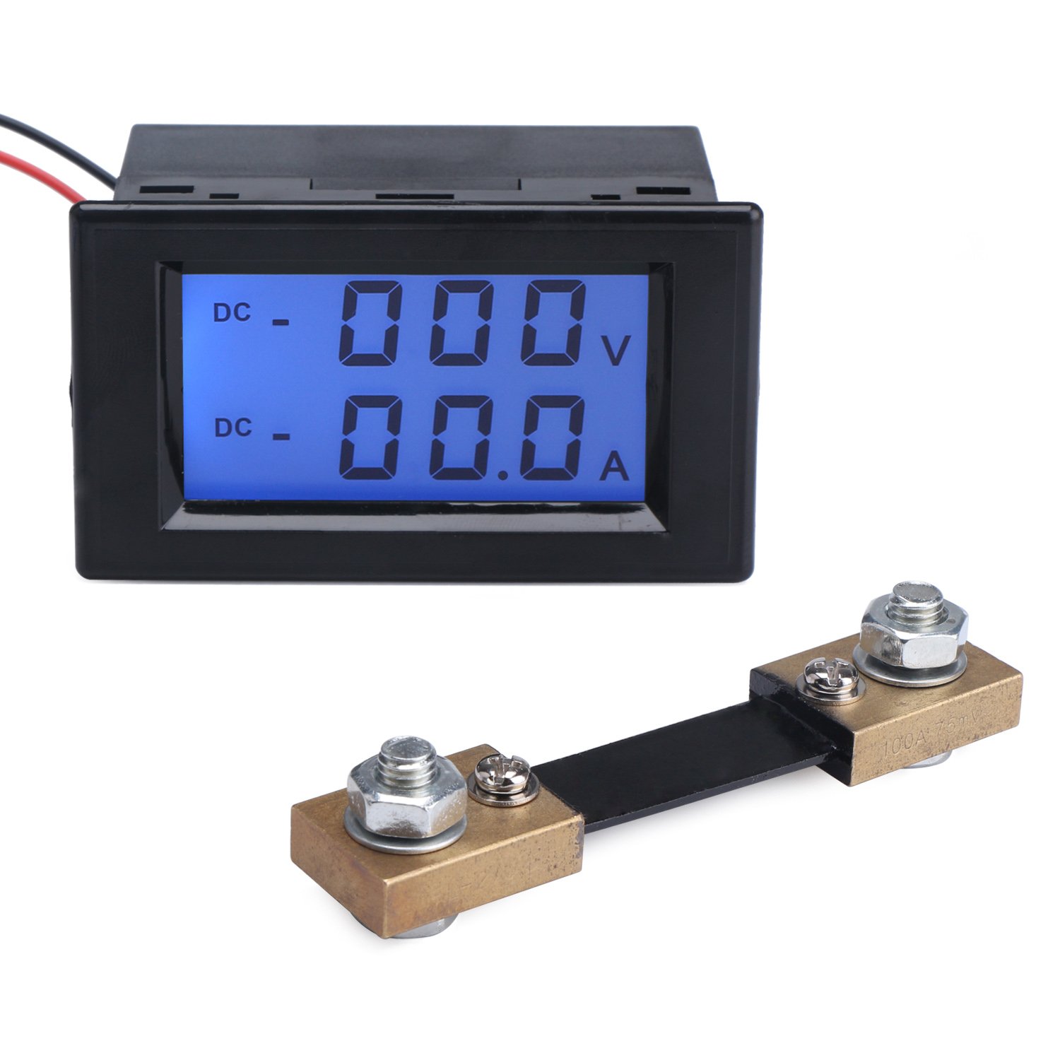 DC Volt Amp Meter with Shunt, DROK Digital LCD Display Voltage Current Monitor Tester Panel, DC