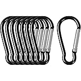 uxcell 8 PCS Metal Spring Snap Hooks, Carabiner Keychain Clips for Hanging, Quick Link Key Ring for Locking 2.4 Inch for Outdoor Hiking Fishing Traveling, Black