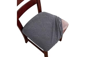 Genina Waterproof Dining Room Chair Cover Set of 4, Stretch Jacquard Seat Covers for Dining Room Chairs, Kitchen Parsons Chair Covers Slipcover Protector