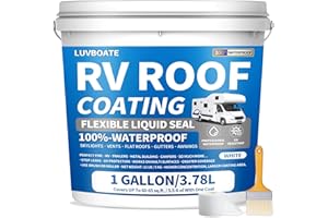 RV Roof Coating White 1 Gallon, LUVBOATE Solar Reflective Sealant, Waterproof Flexible RV Roof Sealant for Trailers, Campers,