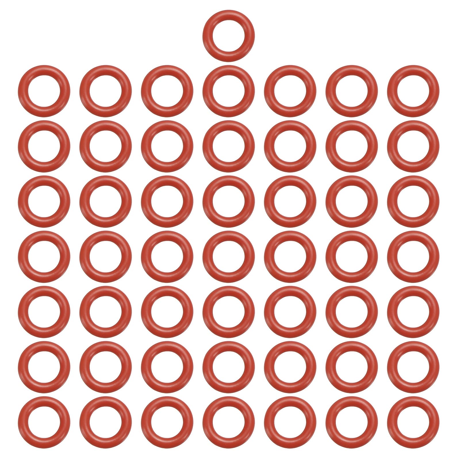 Photo 1 of MECCANIXITY Silicone O-Ring 6mm ID 10mm OD 2mm Width Metric VMQ Sealing Gasket Replacement 50A Durometer for Plumbing Compressor Faucets Valves Repair (Red, Pack of 50)
