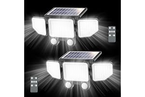 Onforu Solar Lights Outdoor, 3000LM 180 LED Motion Sensor Flood Lights with Remote Control, 3 Modes, IP65 Waterproof Security Lights for Yard, Pathway, Garden, Pool, Garage, 2 Pack