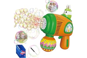 YZYVIOW Easter Bunny Bubble Gun - 360° Leak-Proof Design, Perfect Easter Basket Stuffer, Essential Outdoor Party Toy for Kids