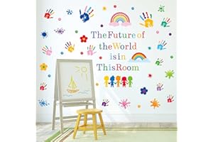 CharmFlo Inspirational Wall Decals for Kids Motivational Classroom Decor with Removable Quotes The Future of The World is in This Room Peel and Stick Wall Stickers Bedroom Nursery School Playroom