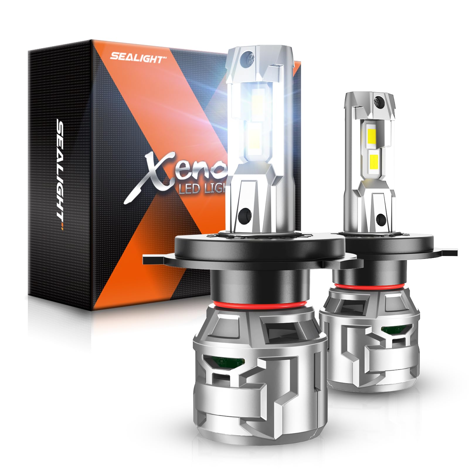 Photo 1 of SEALIGHT H4 Bulbs, 30000LM 6500K Cool White H4 Fog Light, Fog Lights with 15000RPM Cooling Fan, IP68 Waterproof, Plug-N-Play, Pack of 2