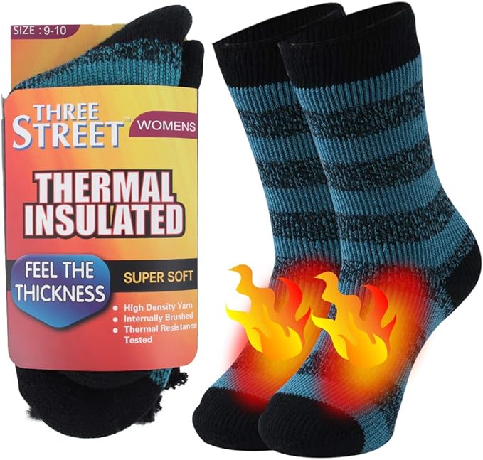 Warm Thermal Socks, Three street Unisex Winter Fur Lined Boot Thick