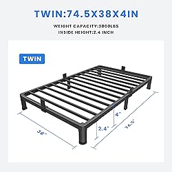 MAF 4 Inch Twin Metal Platform Bed Frame with Round