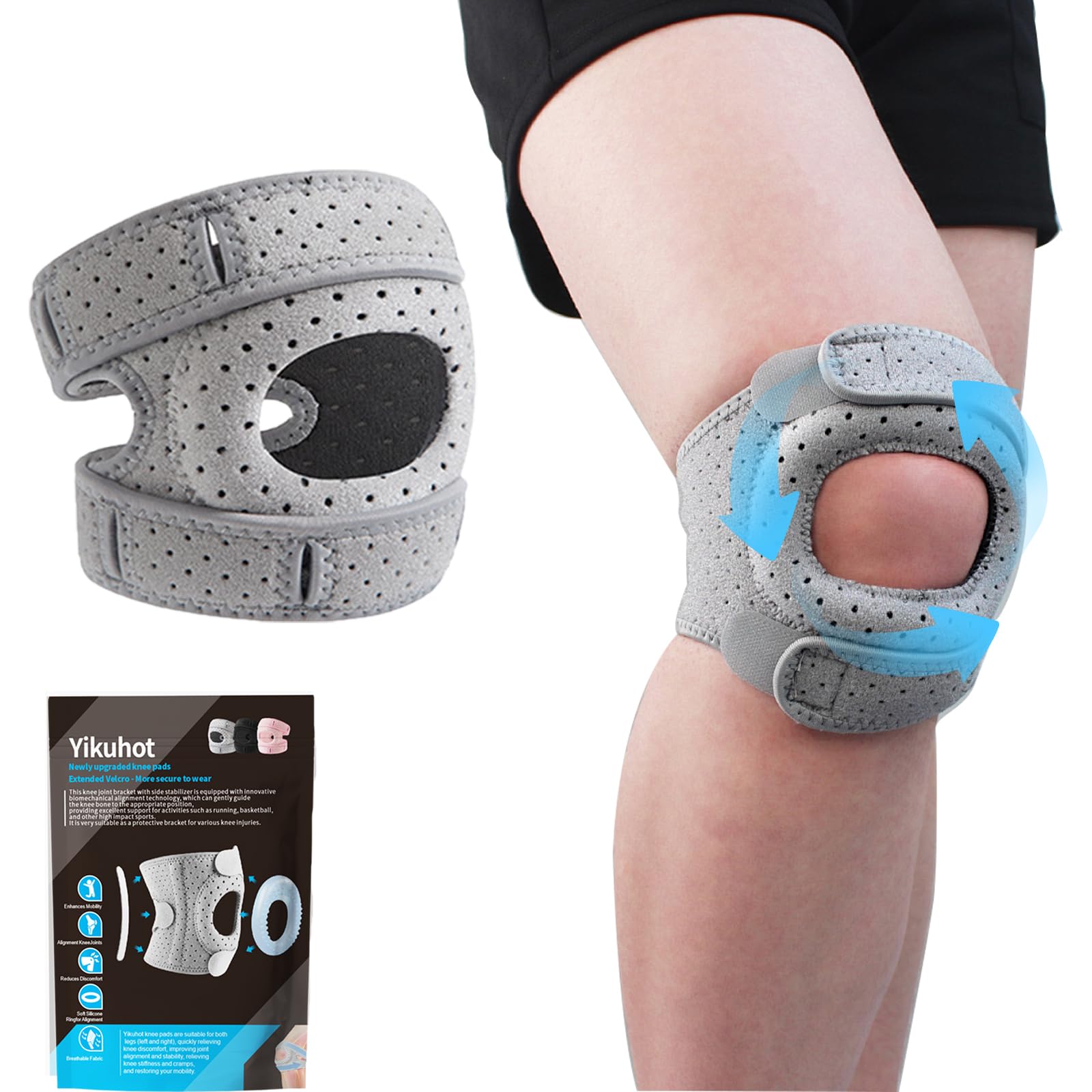 Photo 1 of Knee Brace for Women/ Men, 2025 New Upgraded Extended Edition Knee Braces, Adjustable Knee Support, Patellar Tendon Support Strap, Knee Wraps for Pain Relief for Meniscus Tear Knee Pain Arthritis Pain Injury Recoverys(Gray)