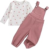 Mioglrie Toddler Baby Girl Clothes 12 18 24 Months 2T 3T 4T 2Pcs Girl Outfits Adjustable Overall Set Cute Jumpsuit