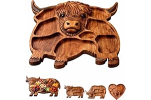 Highland Cow Charcuterie Board, Highland Cow Snack Tray, WoodenCow Food Platter, Rustic Farmhouse Serving Board for Meats, Ch