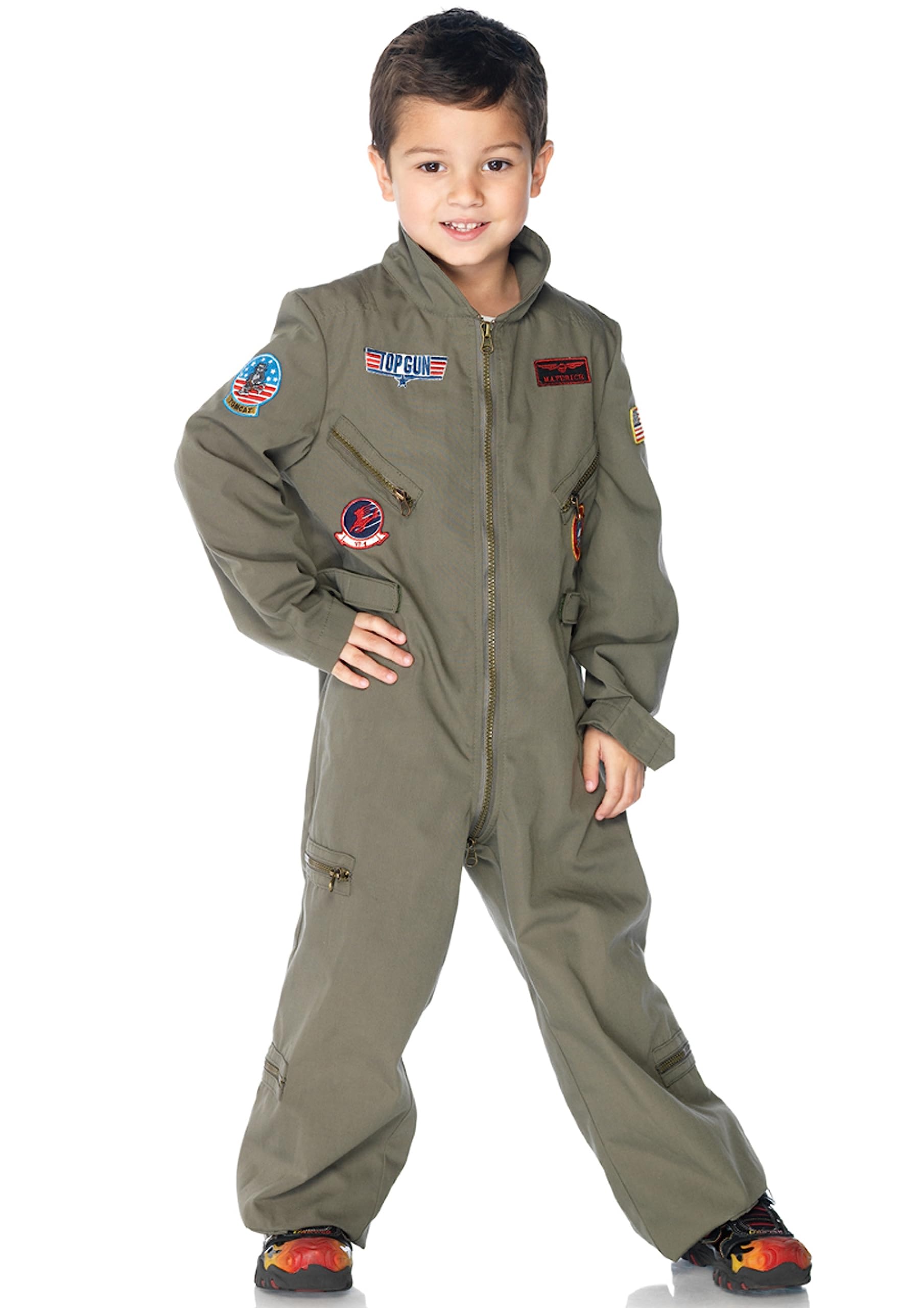 Leg Avenue Boys Top Gun Boys Flight Suit, XS, Khaki Image Leg Avenue Boys Top Gun Boys Flight Suit, XS, Khaki Image