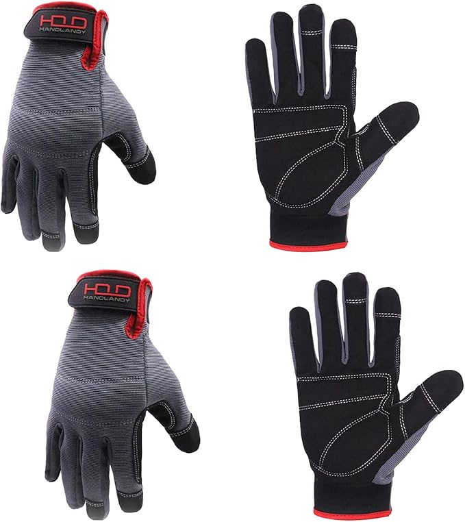 Handlandy Mens Work Gloves Touch screen, Flexible Breathable Utility