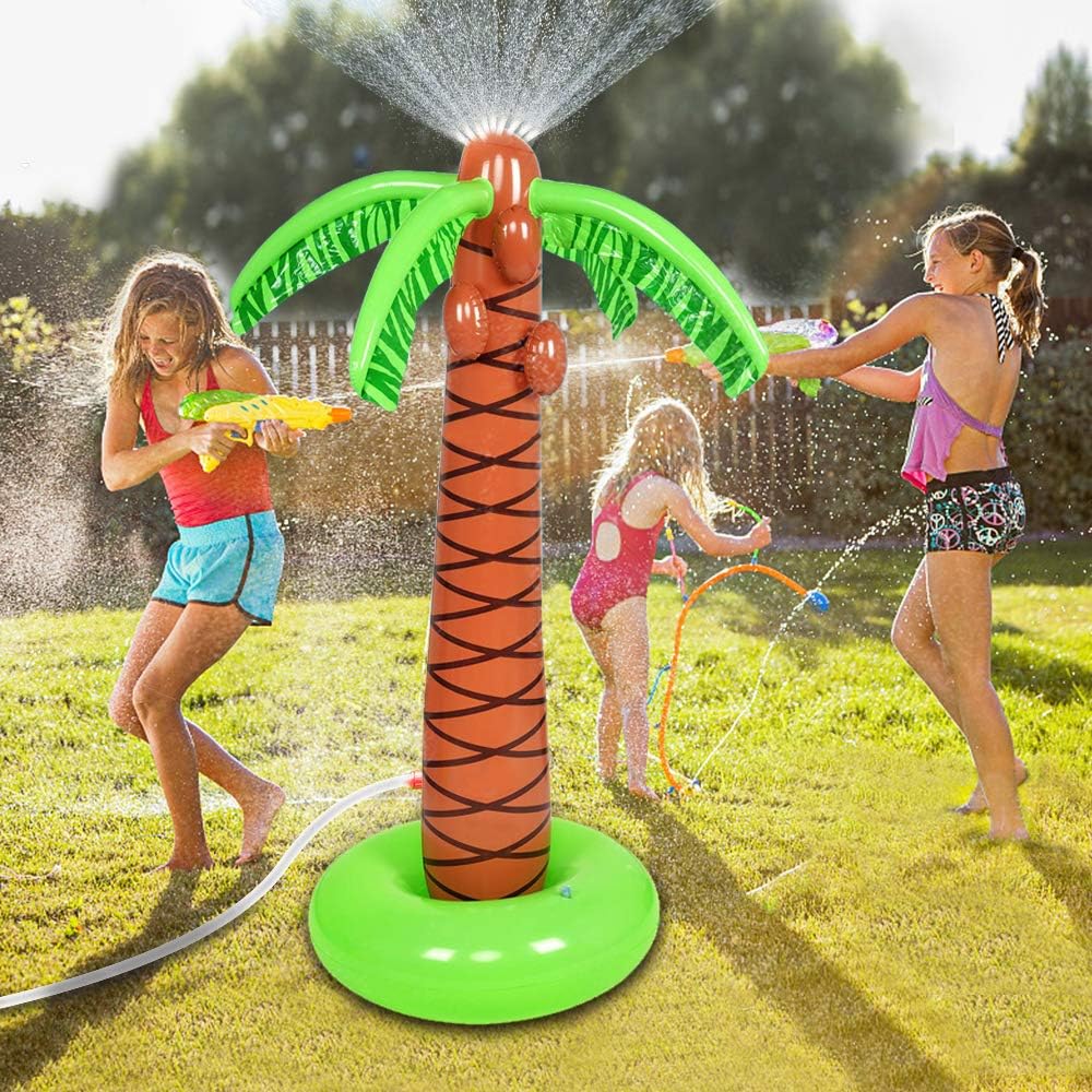 Juboury Inflatable Palm Tree Water Play Sprinkler, Kids Spray Water Toy for Yard Outdoor Party 61" Palm Tree