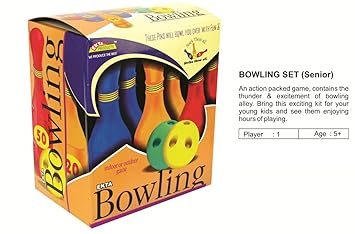 Ekta Bowling Set Senior 6 Pins 2 Balls Sr Kids Plastic Alley Colorful Toy Games Play Indoor or Outdoor Strike them all Bowl Gift Item