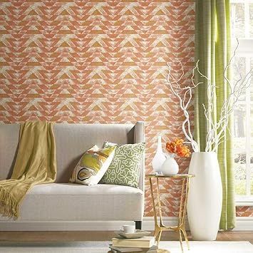 Amazon Com Roommates Rmkwp Southwest Geometric Metallic Orange Pink Peel And Stick Wallpaper Home Improvement