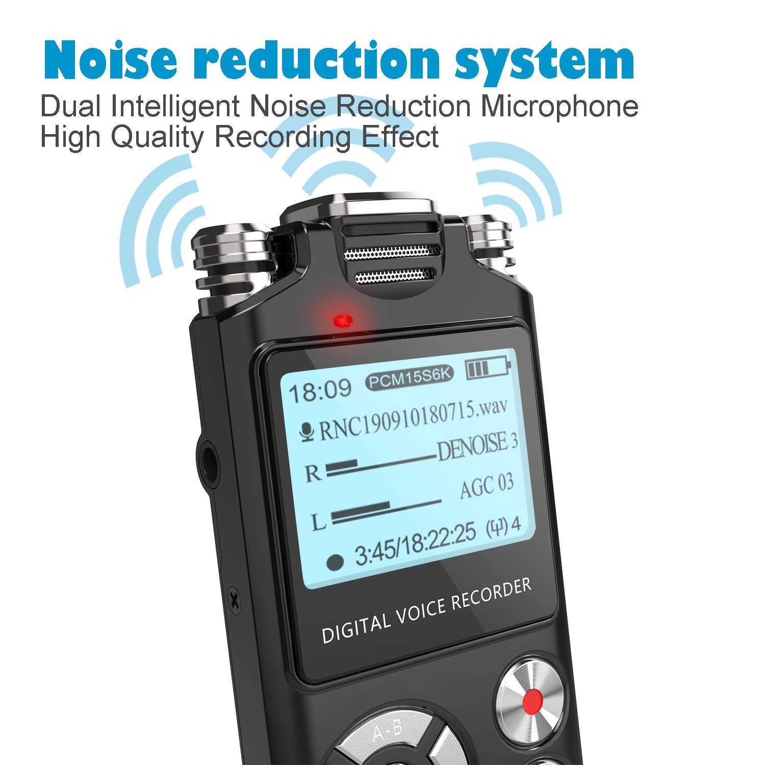 Digital Voice Recorder, HOMIEI 16 GB Voice Activate Recorder/ MP3 Player Rechargeable, HD Audio Recorder with Dual Intelligent Noise Reduction Microphones, for Meetings/Interviews/ Lectures/Class