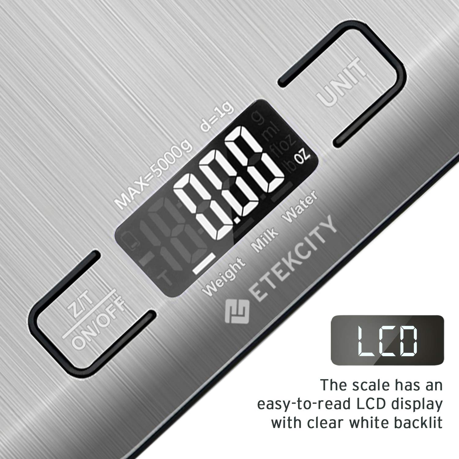 Etekcity Upgraded Digital Kitchen Food Scale Multifunction Small Scale, Back-lit LCD Display, 11 lb 5 kg, Food Grade 304 Stainless Steel (Batteries Included) - Image 5