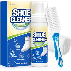 Jevvu Shoe Cleaner, Sneaker Cleaner Kit with Brush and Towel, Deep Clean Shoe Cleaning Kit for White Shoes