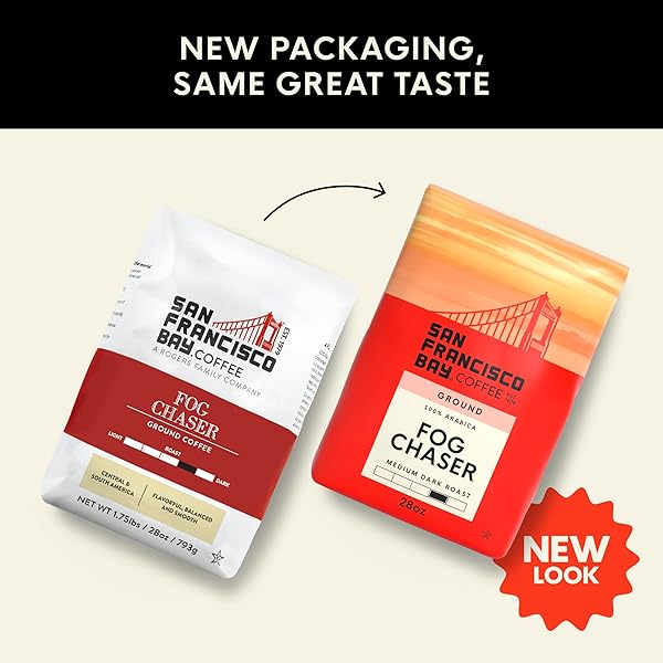 SAN FRANCISCO BAY GROUND COFFEE, FOG CHASER (28 OZ BAG), MEDIUM-DARK ROAST COFFEE