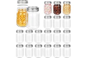 BETROME 12 oz Glass Mason Jar, 20 Pack 360ml Canning Jars with Regular Mouth Lids, Glass Jars Storage Containers for Overnight Oats, Jam, Jelly, Honey, Beans, Spice, Wedding Party Favors, Shower Favors