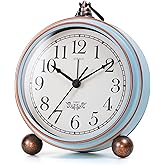 AYRELY&reg; 5.3" Vintage Metal Analog Alarm Clock, Retro Desk and Table Clock | Antique Battery Operated Clock with Light, Elegant Bedside Gift for Bedrooms, Living Rooms, Shellf and Home Decor(Light Blue)