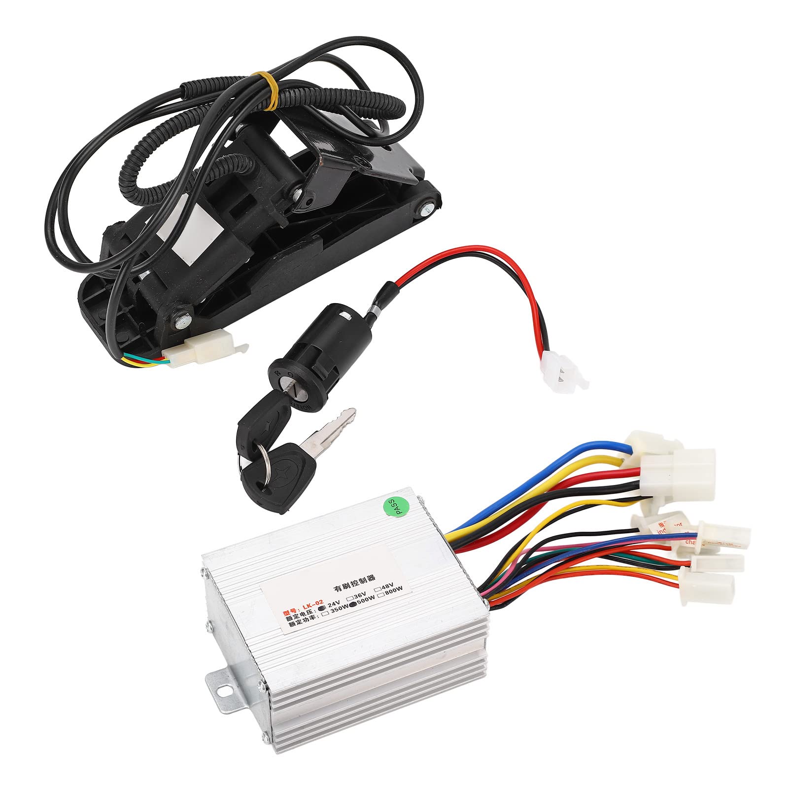 SPYMINNPOO Motor Controller Kit, 24V 500W Speed Controller mit Throttle Pedal and Lock Keys Fit for e Bike Electric Scooter