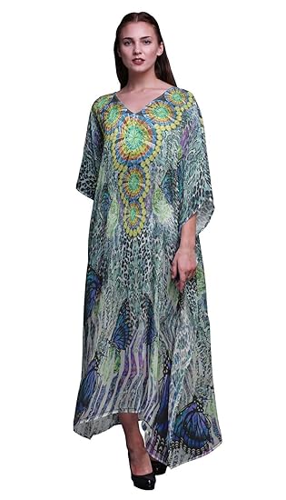 Phagun Papillons Et Léopard Peau Danimal Longue Caftan Maxi