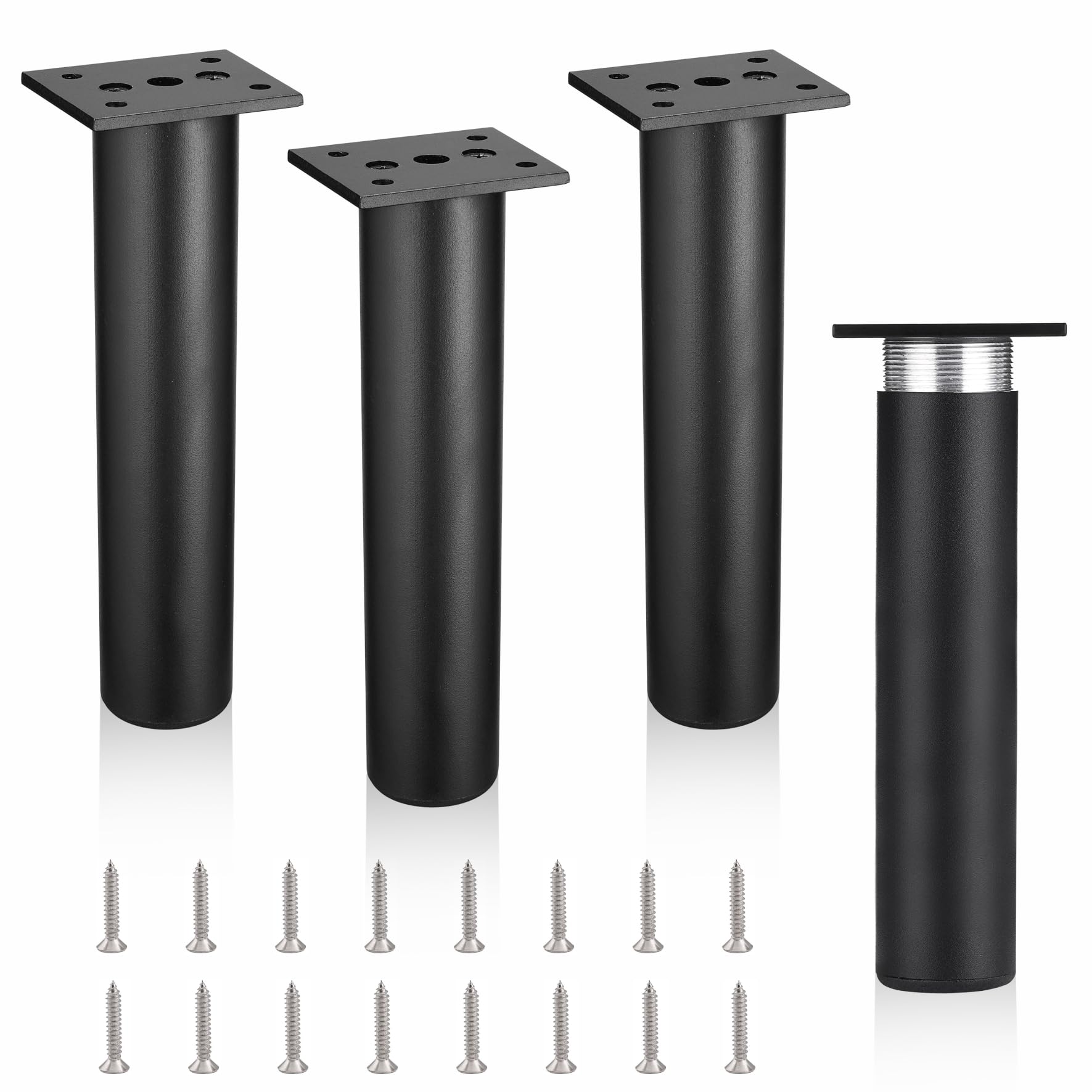 MixDora 4Pcs Adjustable Furniture Legs Black Metal Sofa feet Aluminum Alloy Couch Legs Wardrobe Foot Bed Feet Furniture Replacement Legs