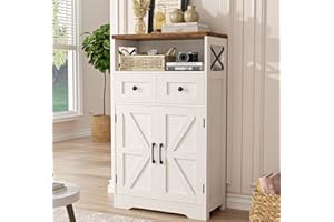 Bonvache Kitchen Storage Cabinet with Doors and 2 Drawers, Farmhouse Small Pantry Cabinet, Wood Rustic Buffet Sideboard Cabin