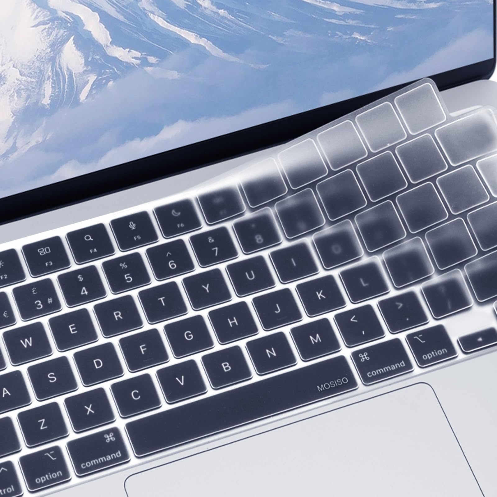 MOSISO Ultra Thin Keyboard Cover Skin Compatible with MacBook Air 13 13.6 15 inch M5 M4 M3 M2/Neo 13-inch A18 Pro chip 2026 Release/Pro/Max 14"/16" M5 M4 M3 M2 M1, EU Layout, Transparent