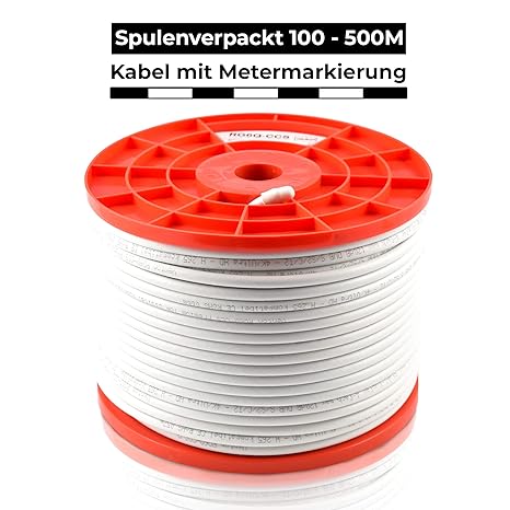 Koaxialkabel SAT Koax Kabel Venton 100m RG6Q CCS 120 dB max. 4-Fach geschirmtes Coax Antennenkabel Satelittenkabel für DVB-S 