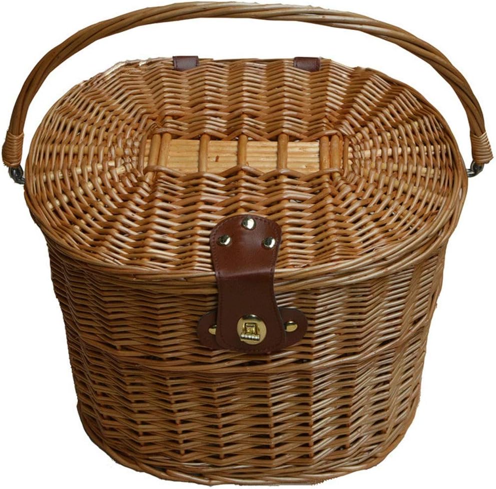 rear wicker bike basket with lid