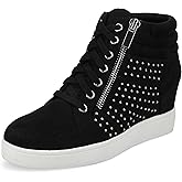 Journee Collection Women's Clarity Lace-Up Zippered Wedge Sneakers