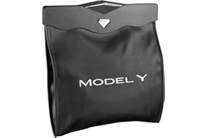 Motrobe Tesla Model Y Juniper Trash Can 2020-2026 Garbage Bag Garbage Bin [Strong Magnetic Buckle] Waterproof with LED Light Faux Leather Model Y Interior Accessories 2.5 Gallons