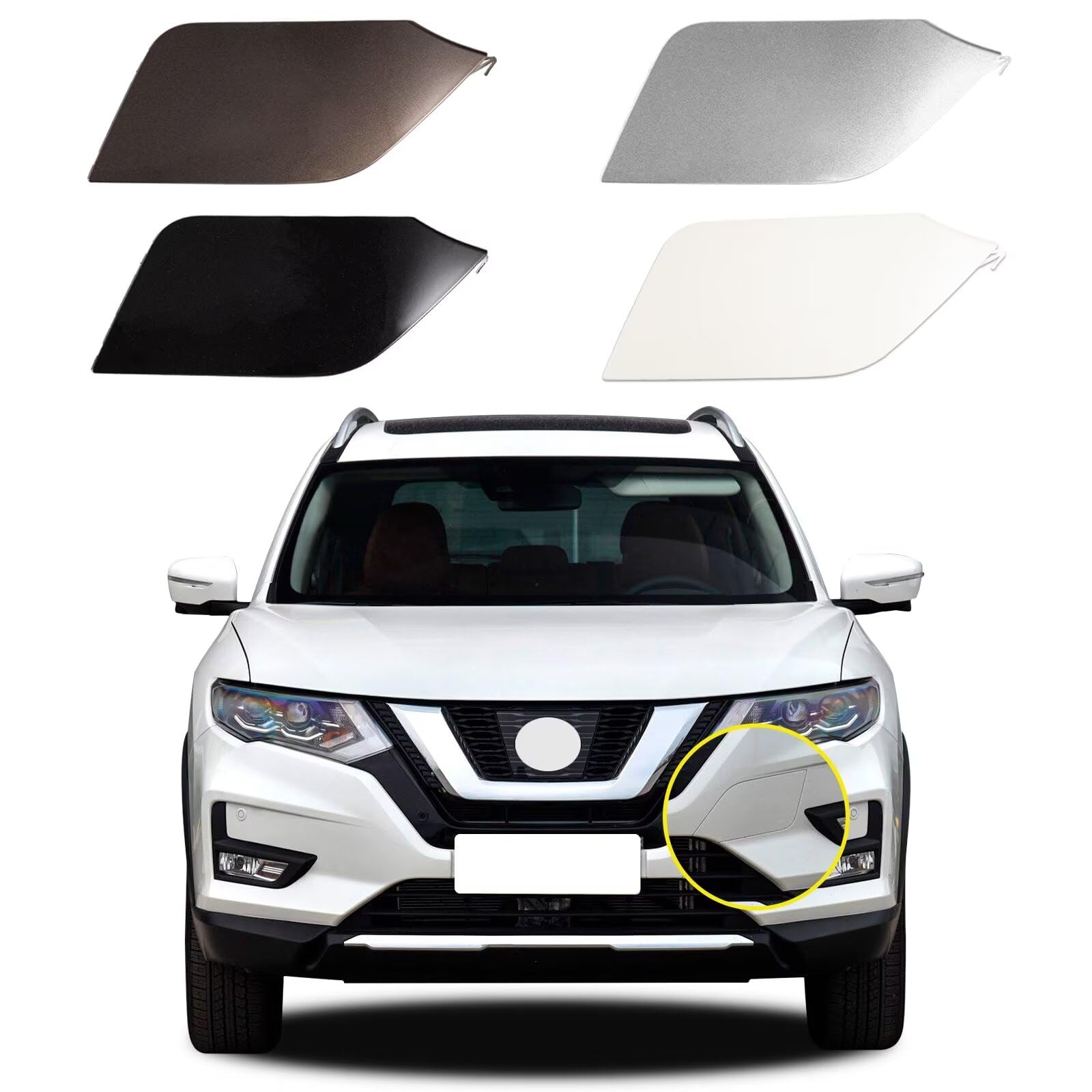 Photo 1 of Goholy Car Front Bumper Tow Hook Cover Compatible with Nissan X-Trail T32 Rogue 2017 2018 2019 2020 Trailer Cover Cap 622A0-6FL0H Small Lid Towing Eye Cap
