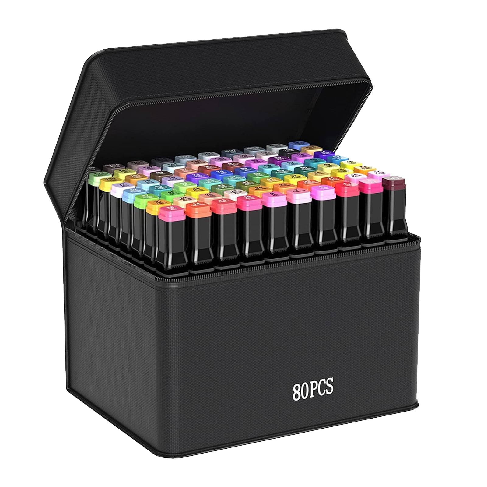 CRESZZLE 80 Colors Graphic Marker Pens for Art Enthusiasts - Dual Tips, Permanent, Ideal for Kids' Colouring Books and Adult Artists, Includes Black Bag