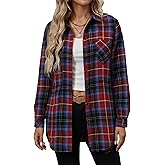 Simlakey Womens Plaid Button Down Shirts Oversized Long Sleeve Flannel Shirt Business Casual Blouse Tops