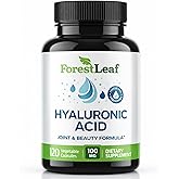 ForestLeaf Hyaluronic Acid Supplements | 100mg High Bioavailable Dietary Hyaluronic Acid Powder Capsules + 50mg VIT C | Supports Skin Hydration, Joint Lubrication, Anti-Aging, Hair & Nails | 120 Caps