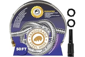 TARDIGRADE STEEL HOSE Tardigrade Metal Garden Hose 50 FT, Heavy Duty 304 Stainless Steel Water Hoses, Unmatched Durability, Flexible, No Kink & Tangle, Lightweight, Pet & Rust Proof for Outdoor Lawn Yard